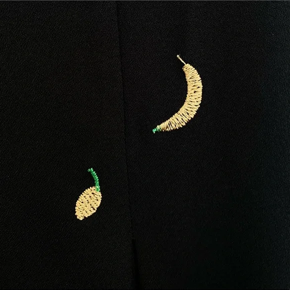 Abow Black Dress with Fruit Embroidery 🍉 🍎 🍌 Size 10 - Picture 8 of 16